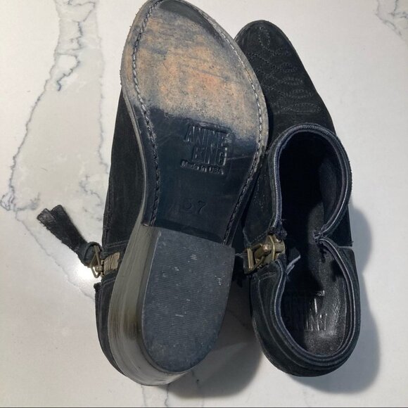 ANINE BING Sz 37 Western Style Suede Stitches Toe Cap Booties - Picture 15 of 15